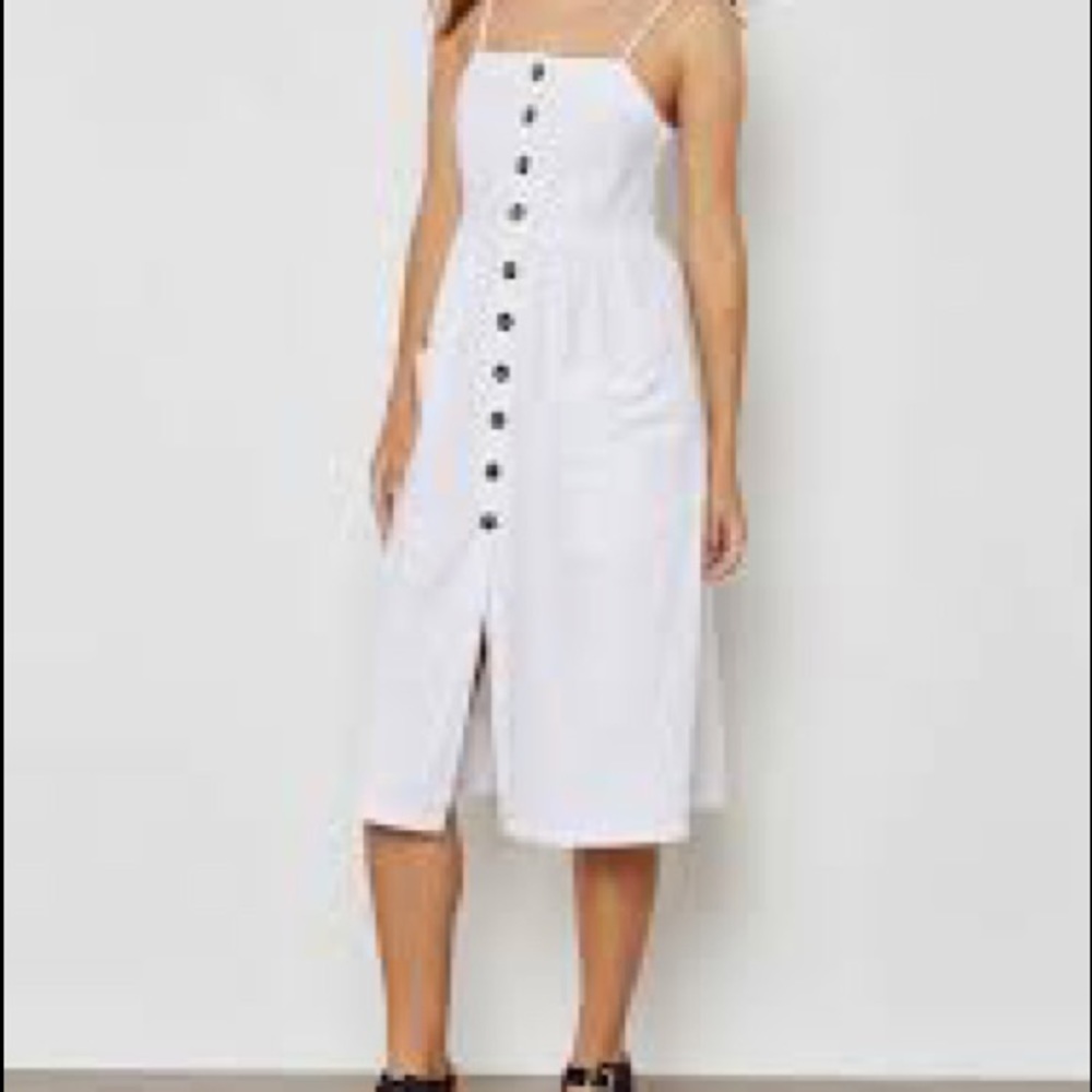 White button up midi dress
